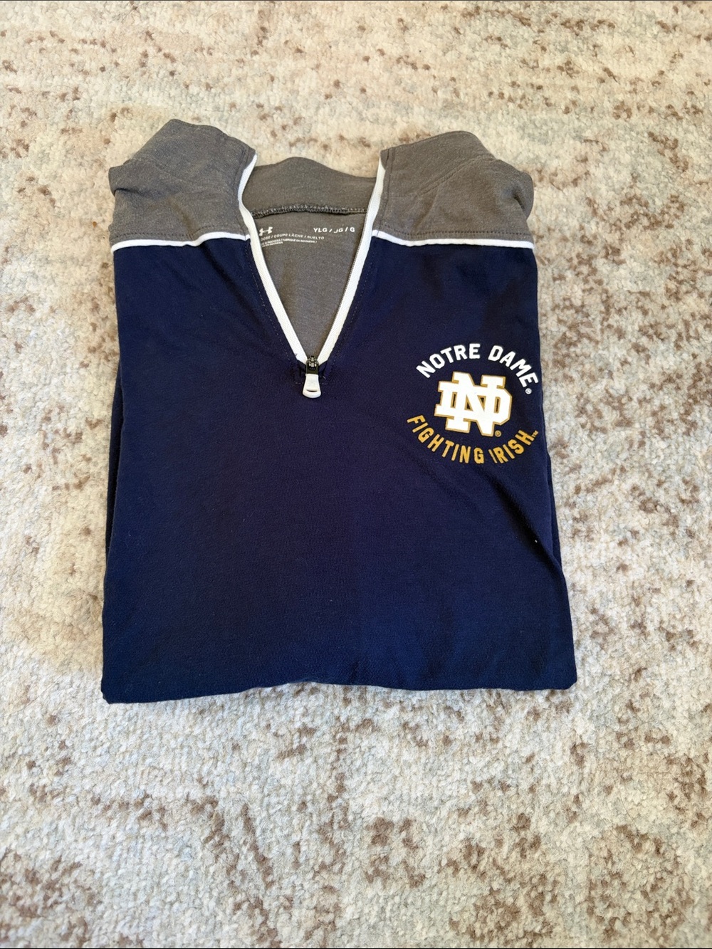 Notre Dame-Under Armour Kids Navy & Gray Notre Dame Quarter-Zip Pullover